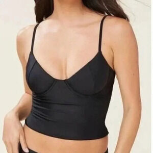 Andie Swim The Canary Tank Top Black Eco Nylon Size XS